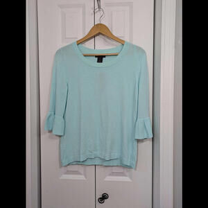 Investments NWT Women's Size Small Sweater Blouse Blue 3/4 Sleeve